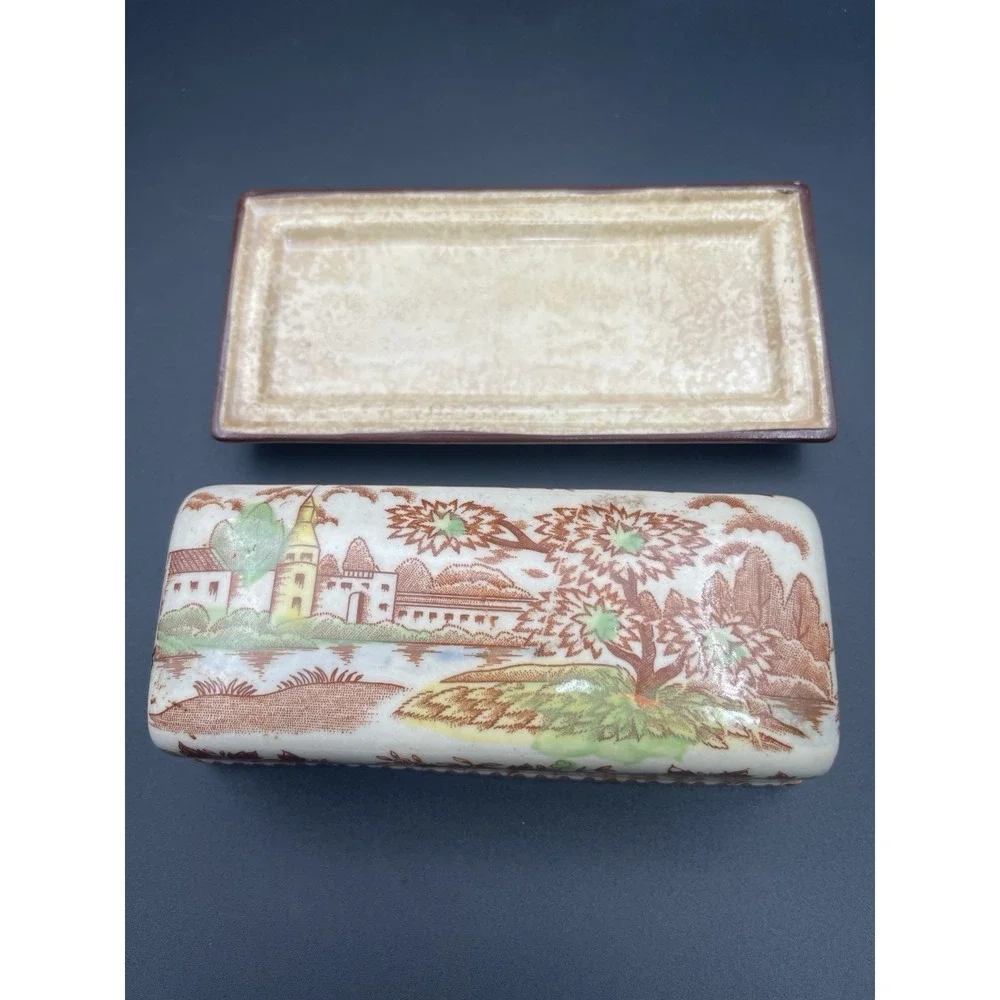 Fred Roberts Co SF Butter Dish Castle Pattern Transferware Lid